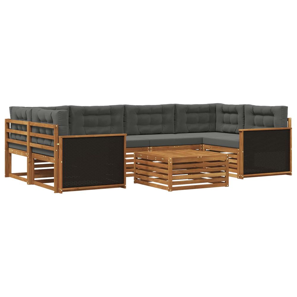 Ensemble de canapés d'extérieur 7 pc naturel et anthracite