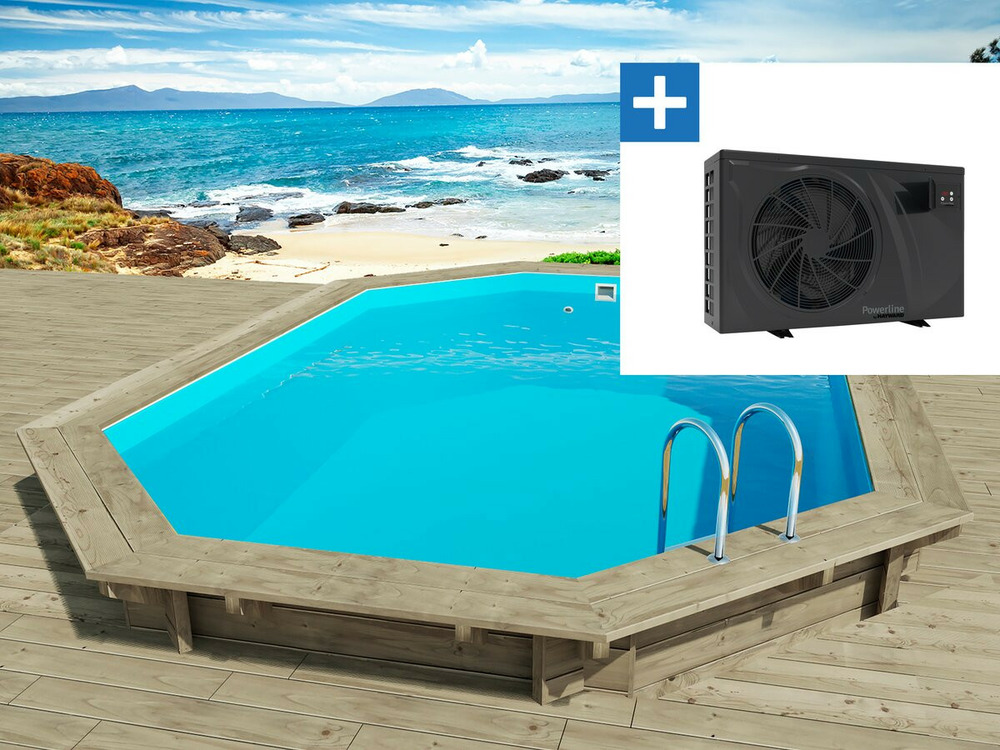 Piscine bois florida 130 - 6. 57 x 4. 57 x 1. 31 m + pompe à chaleur - puissance 6. 1 kw