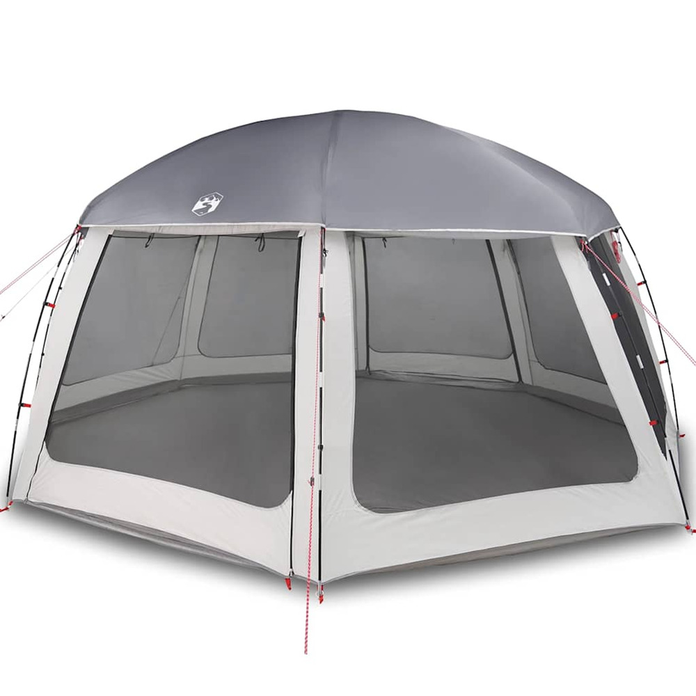 Tente piscine toit amovible parois maille gris 612x612 cm