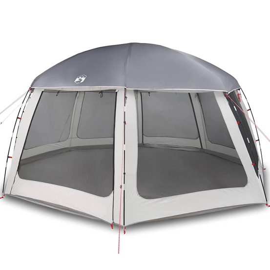 Tente piscine toit amovible parois maille gris 612x612 cm