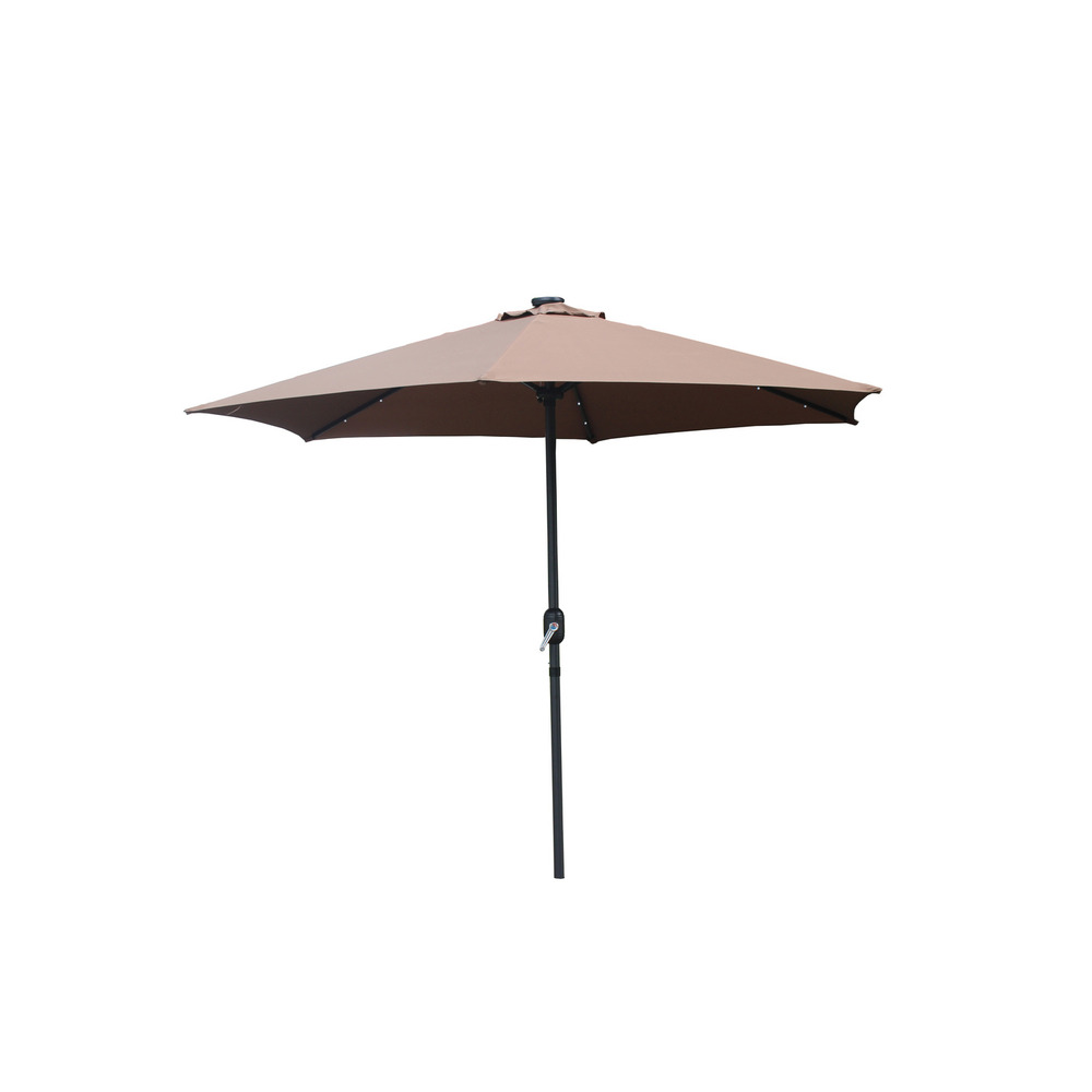 Parasol droit rond led diamètre 2,7 m chocolat amalfi