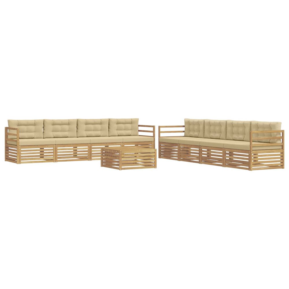 Ensemble de canapés d'extérieur 9 pc blanc et beige polyester