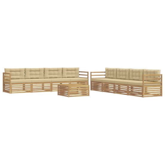Ensemble de canapés d'extérieur 9 pc blanc et beige polyester