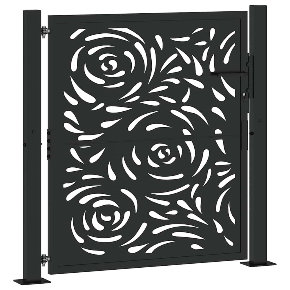 Portail de jardin noir 100x100 cm en acier avec motif flamme