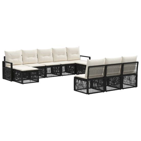 Ensemble de canapé de jardin 10 pc noir polyrotin