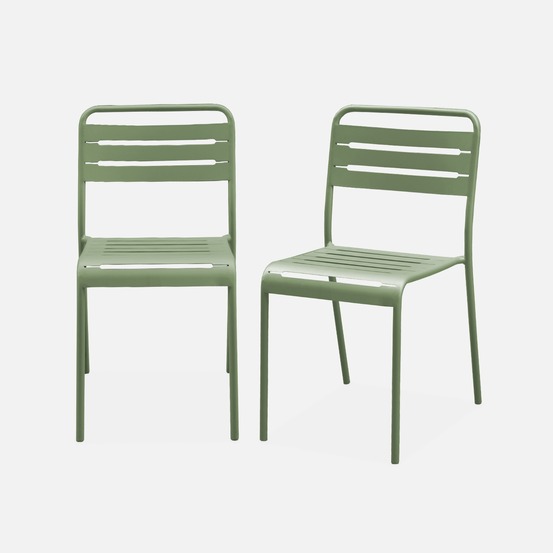 Lot de 2 chaises de jardin acier, amélia l44 x p52 x h79cm