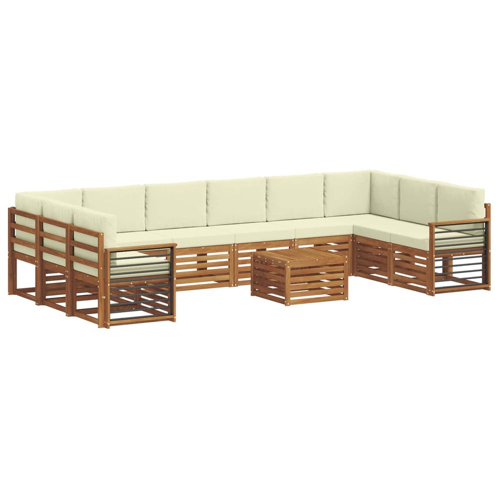Ensemble de canapés d'extérieur 11 pc naturel et crème