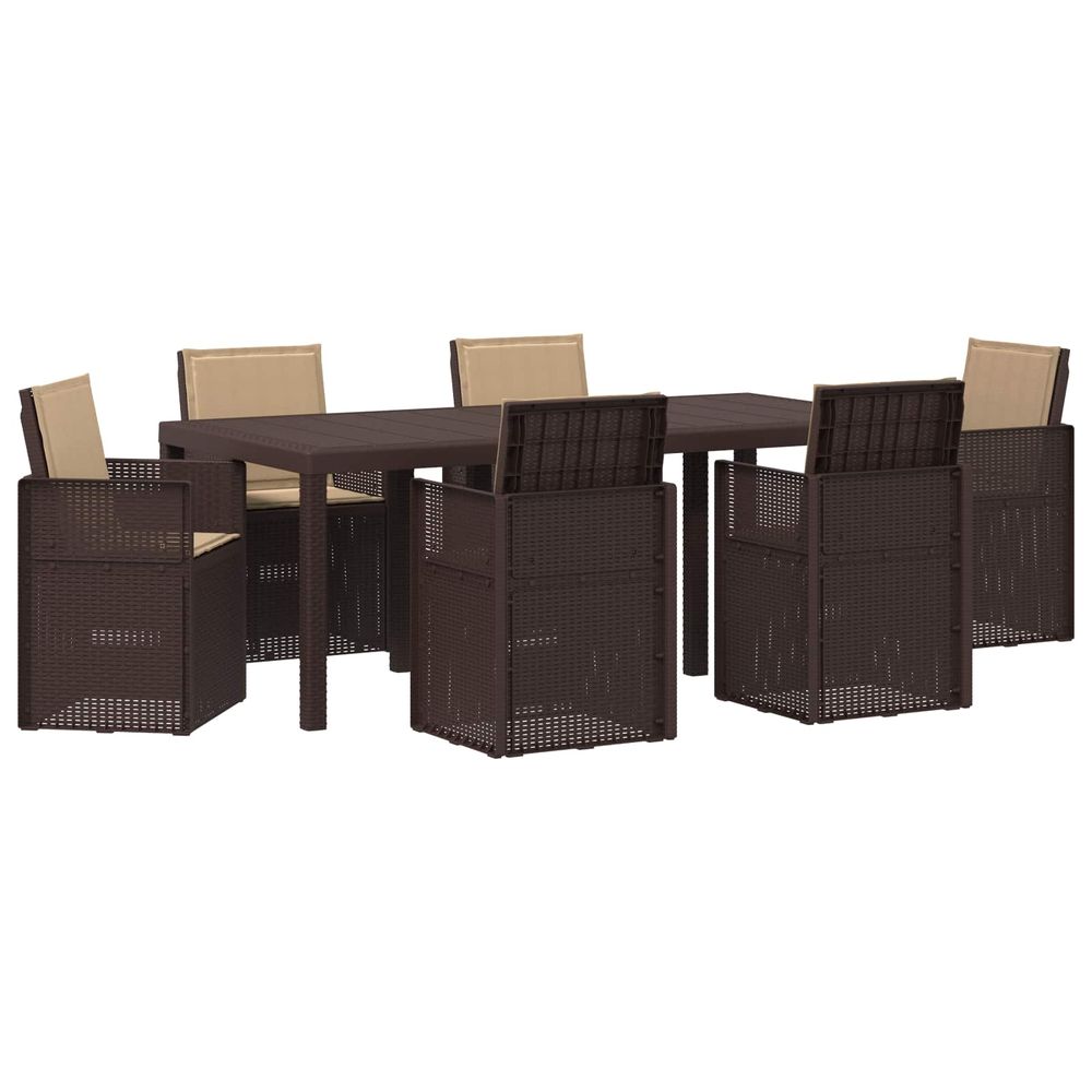 Ensemble de salle à manger pour jardin 7 pc marron et taupe pp