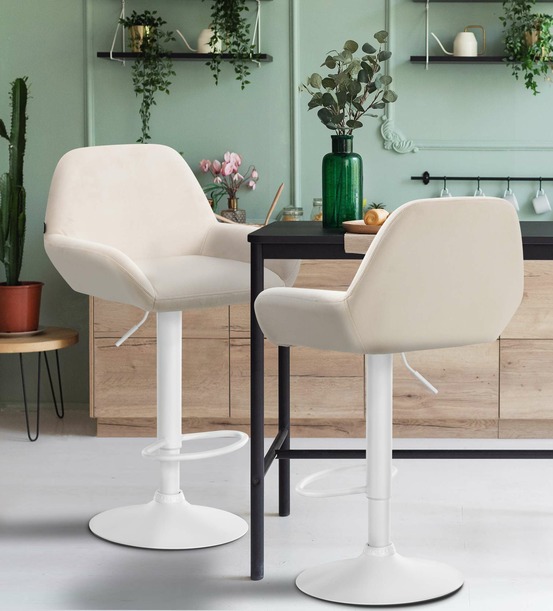 Lot de 2 tabourets de bar braga velours blanc