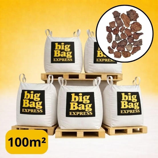 Pack 5 x big bag de 1m3 (+/- 100m²) gravier pouzzolane rouge / noir 12/20 mm - livraison standard