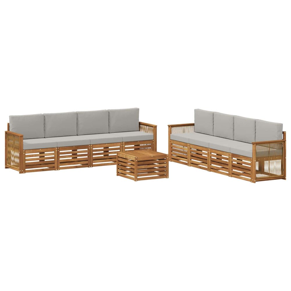 Ensemble de canapés d'extérieur 9 pc naturel et gris clair