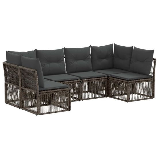 Ensemble de canapé de jardin 6 pc gris polyrotin