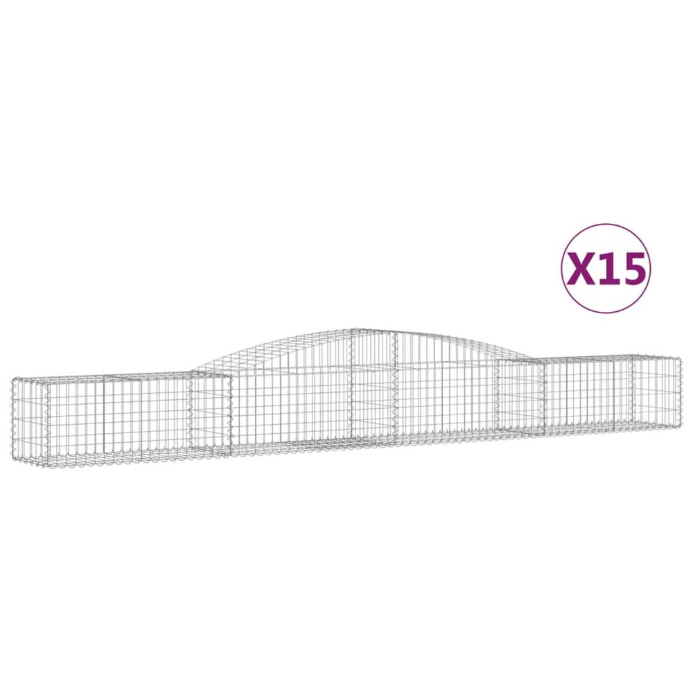 Paniers à gabions arqués 15 pcs 400x50x40/60 cm fer galvanisé