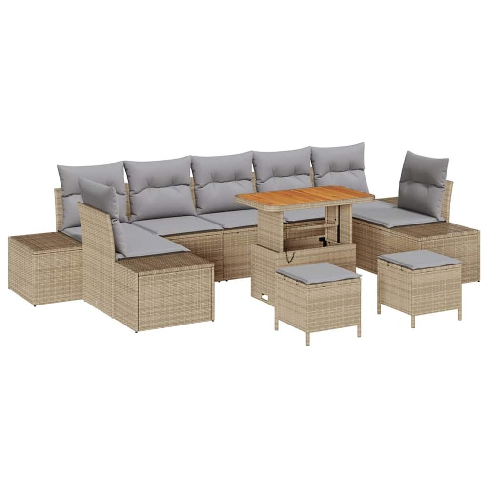 Ensemble de canapé de jardin 10 pc beige polyrotin
