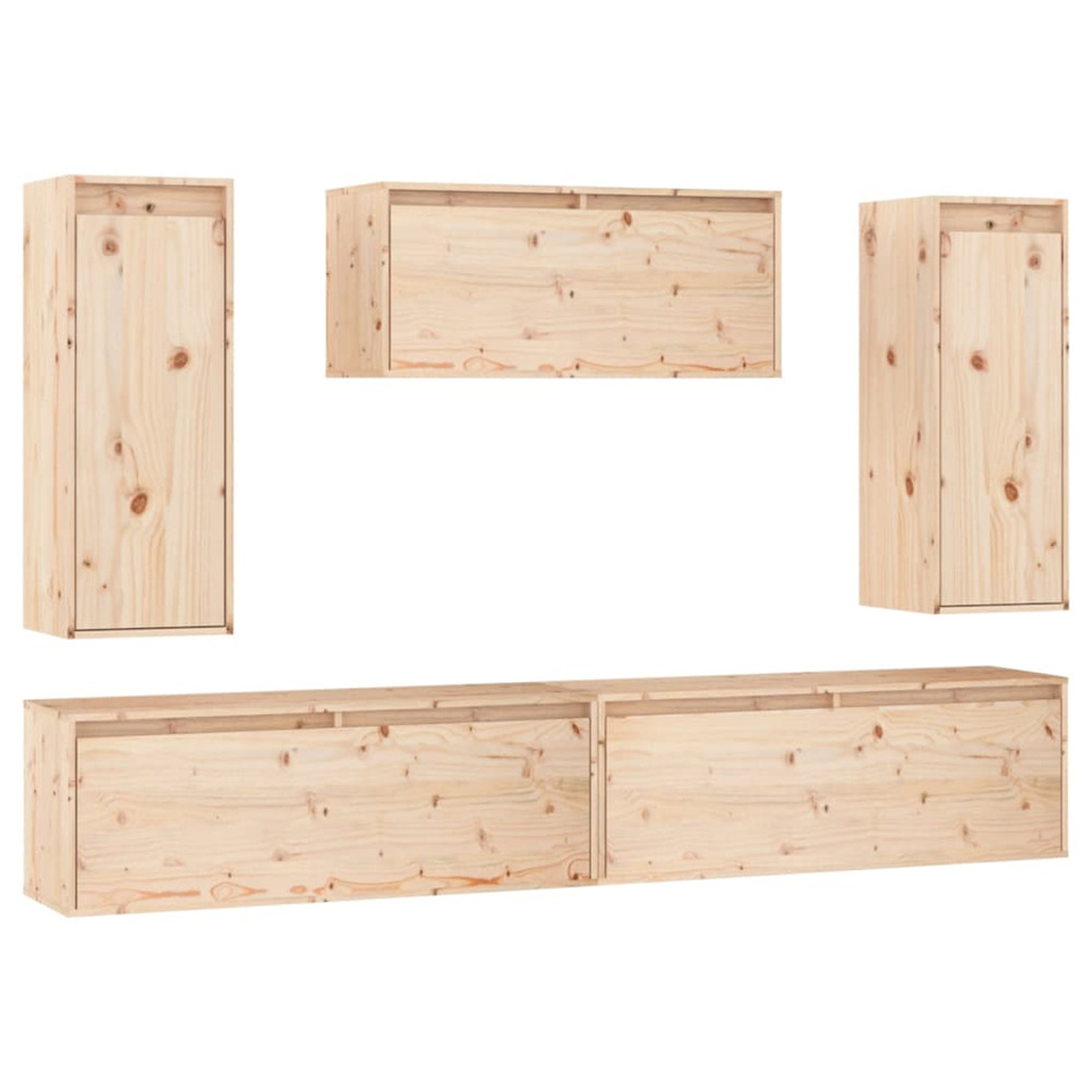 Meubles tv 5 pcs bois massif de pin