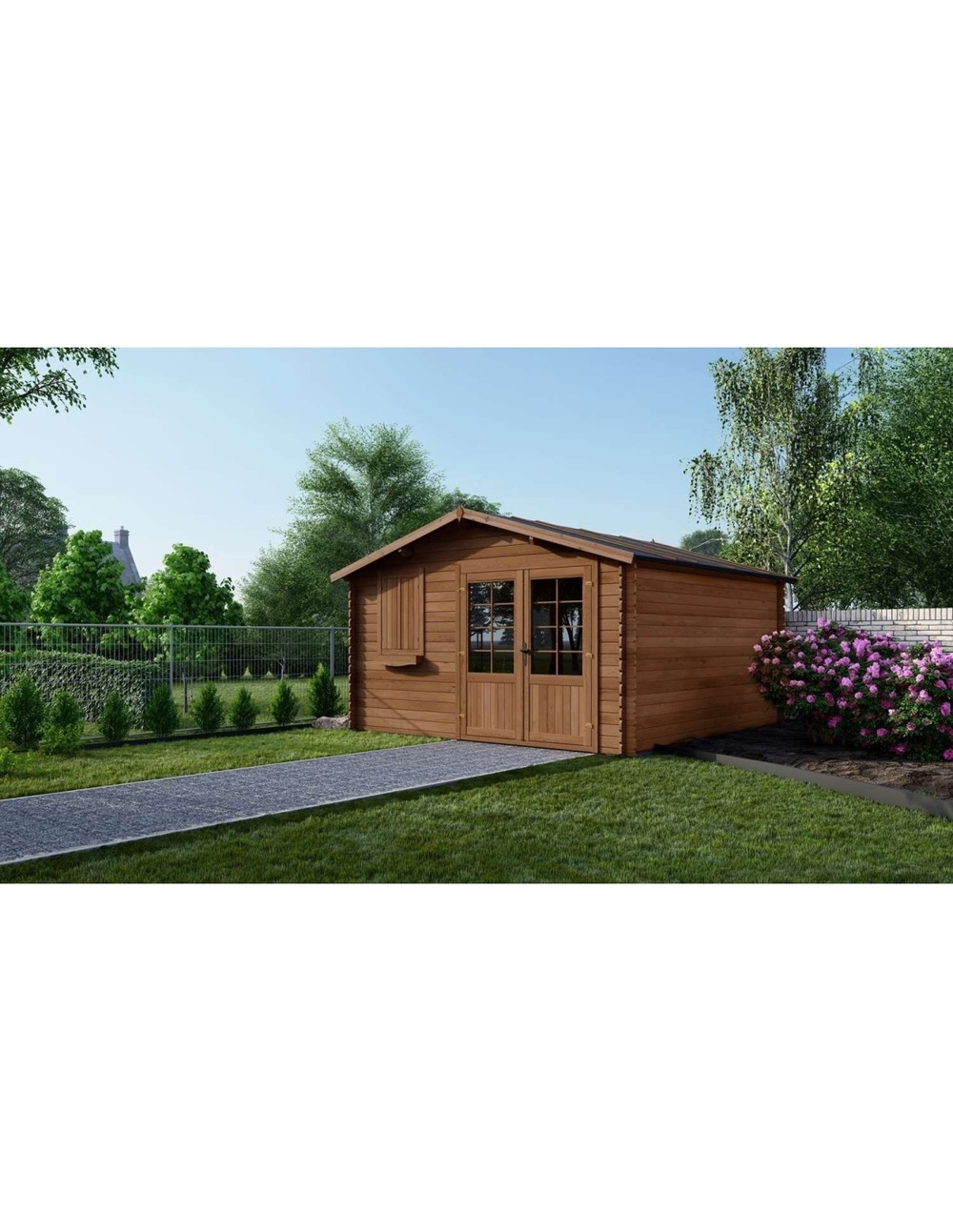 Abri de jardin en bois - 16m2 - 4x4m - traité - ep. 28mm - couleur: marron - dom181 - altanka