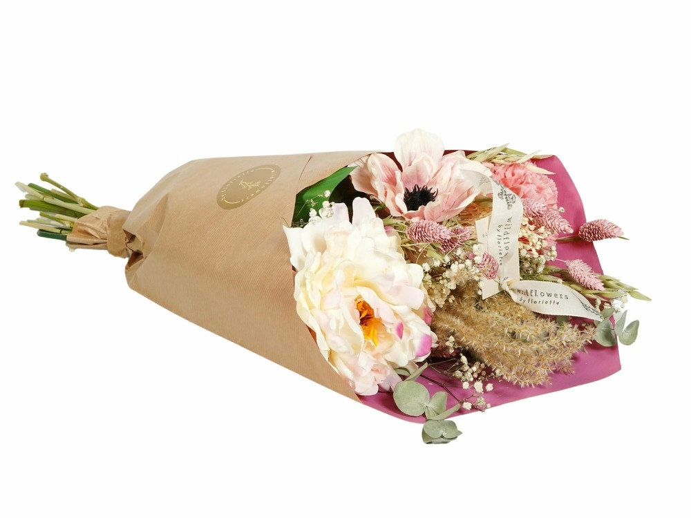 Fleurs séchéet & soie - peony love - h55 cm
