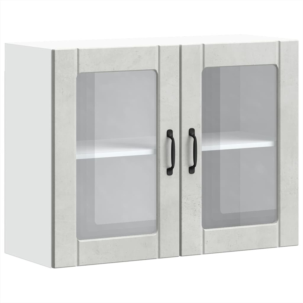 Armoire murale de cuisine avec porte en verre lucca gris béton