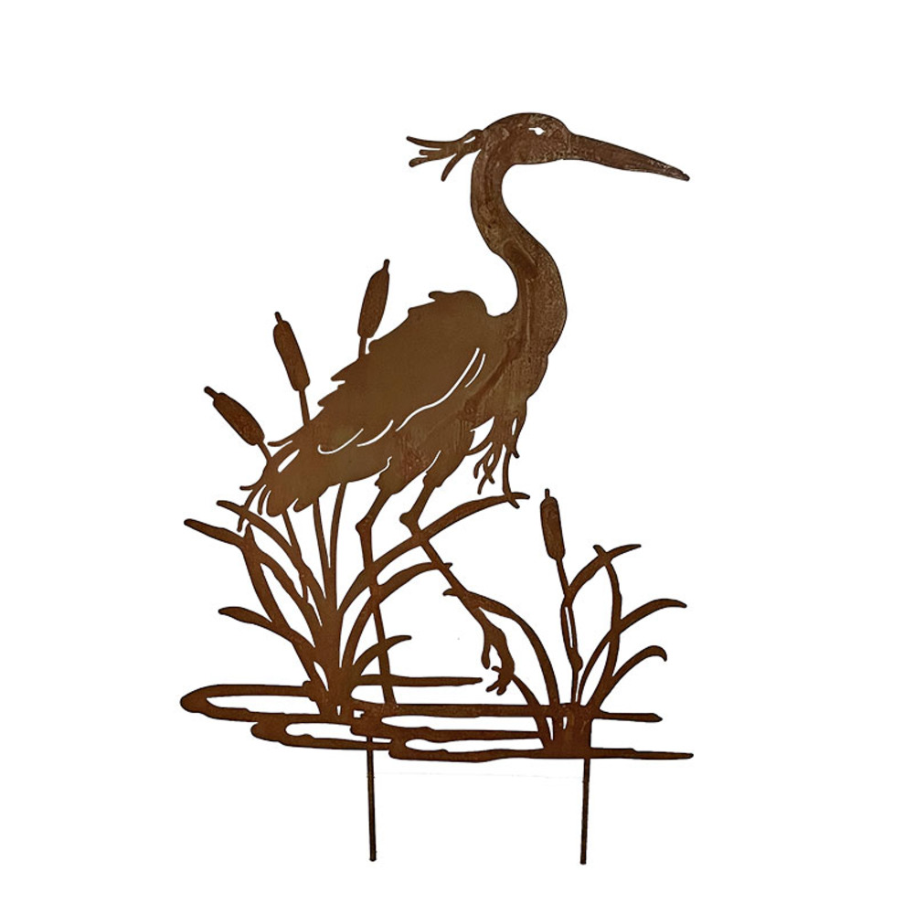 Silhouette déco jardin héron 75x1x112cm