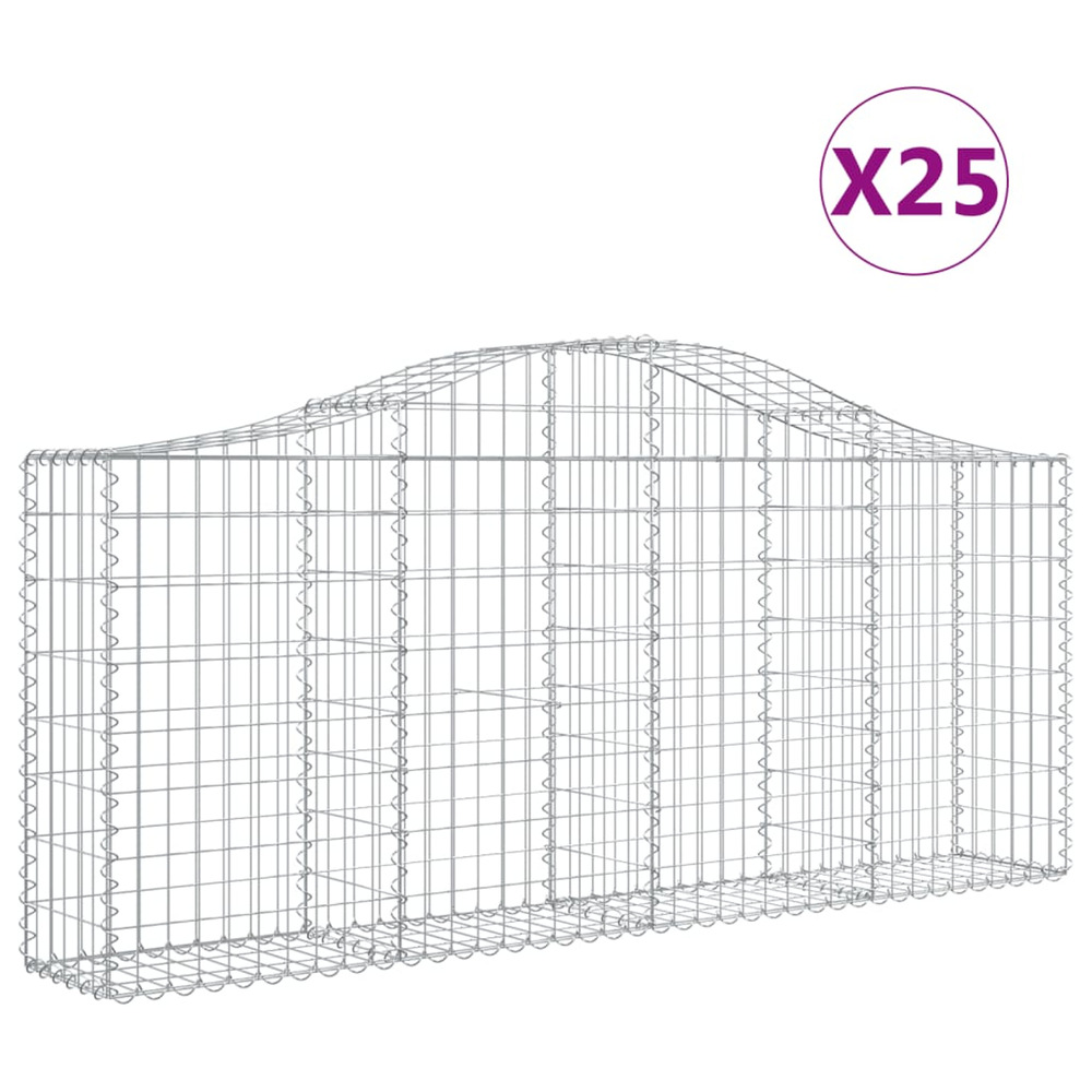 Paniers à gabions arqués 25 pcs 200x30x80/100 cm fer galvanisé