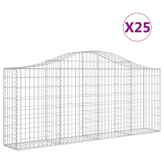 Paniers à gabions arqués 25 pcs 200x30x80/100 cm fer galvanisé