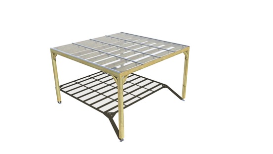 Pergola bois • 4m x 4m • indépendante • sens largeur • couverture étanche transparente incluse • livraison comprise