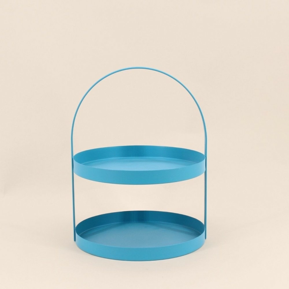 Plateau double en métal bleu 27x22cm