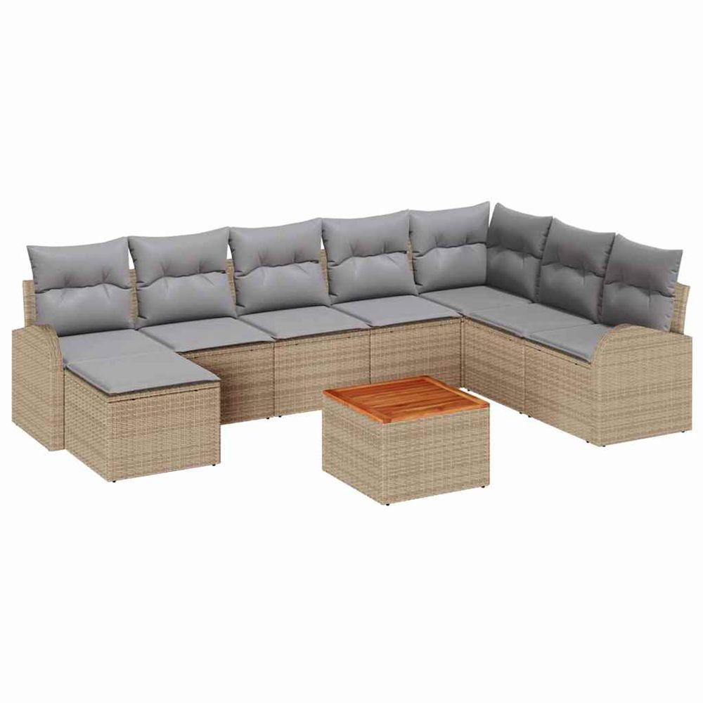 Ensemble de canapé de jardin 9 pc beige polyrotin