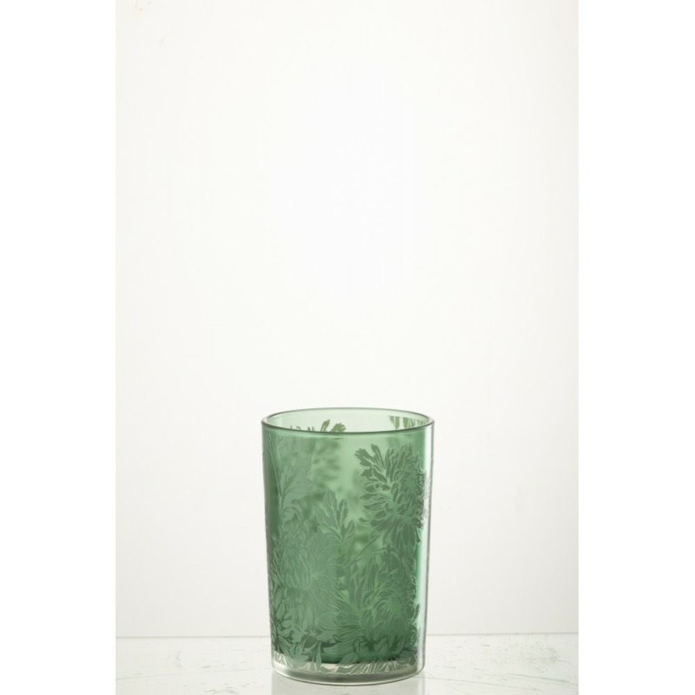 Photophore en verre vert 12x12x18 cm