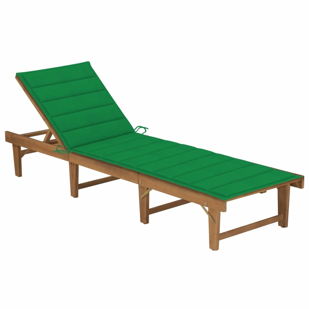Transat chaise longue bain de soleil lit de jardin terrasse meuble d'extérieur pliable avec coussin bois d'acacia solide 02_0