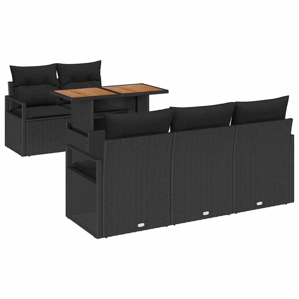Ensemble de canapé de jardin 6 pc noir poly rotin