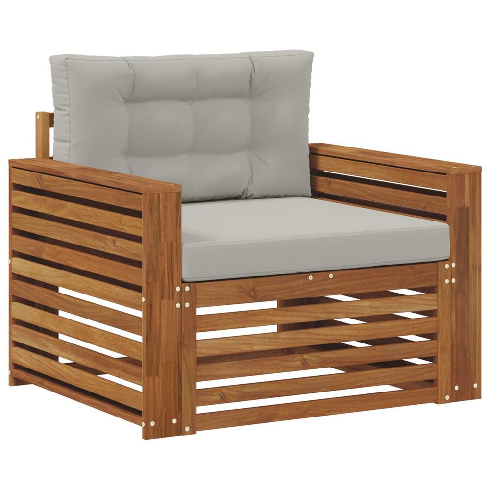 Canapé d’extérieur bois d'acacia massif et polyester