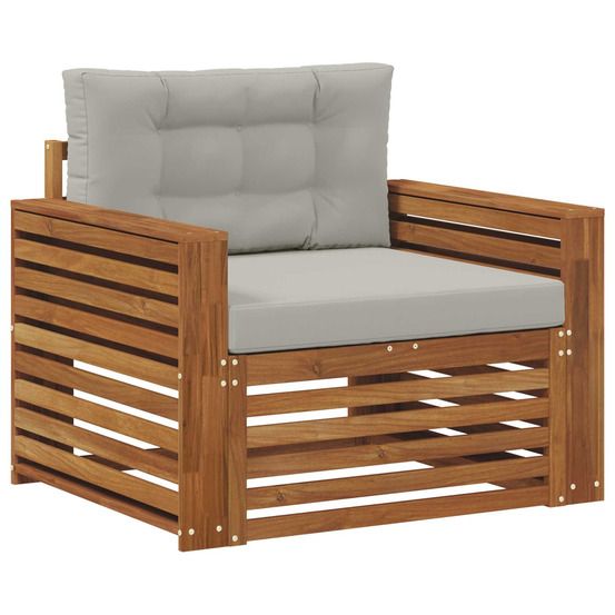 Canapé d’extérieur bois d'acacia massif et polyester