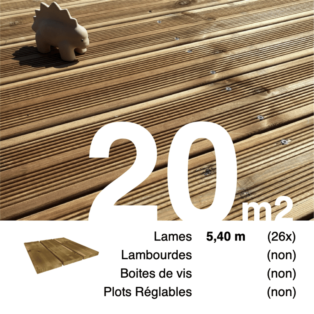 Lames de terrasse pin autoclave marron 27 x 145 mm • longueur 5,4 m • classe 3b • lot pour 20 m²