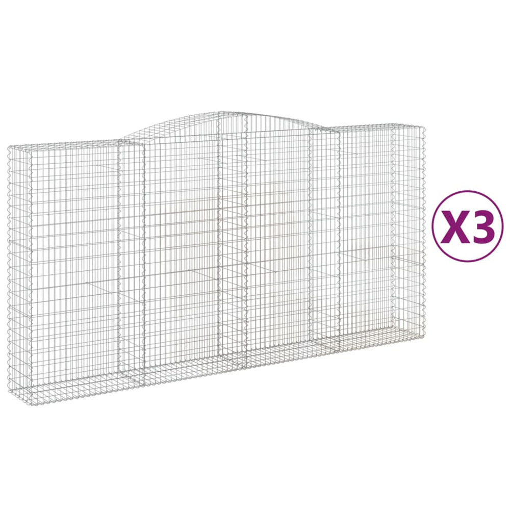 Paniers à gabions arqués 3 pcs 400x50x200/220 cm fer galvanisé