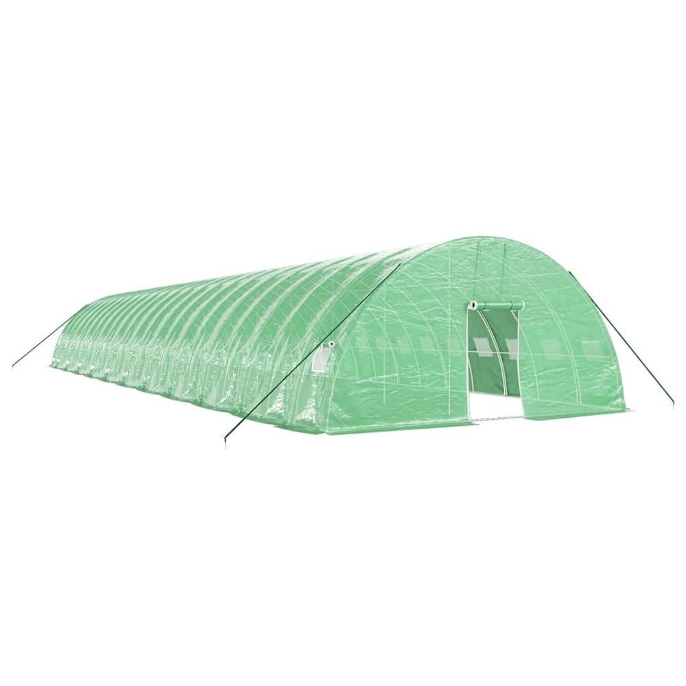 Serre avec cadre en acier vert 132 m² 22x6x2,85 m
