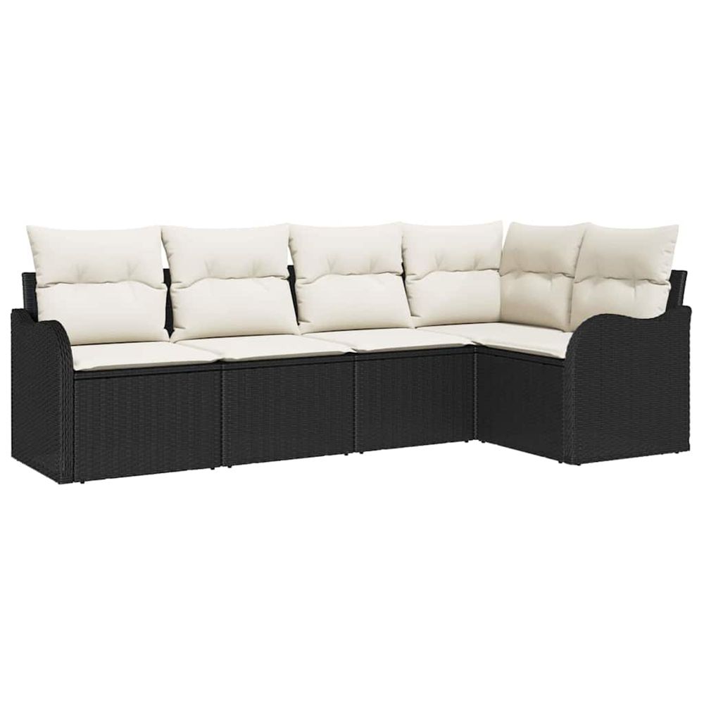 Ensemble de canapé de jardin 5 pc noir polyrotin
