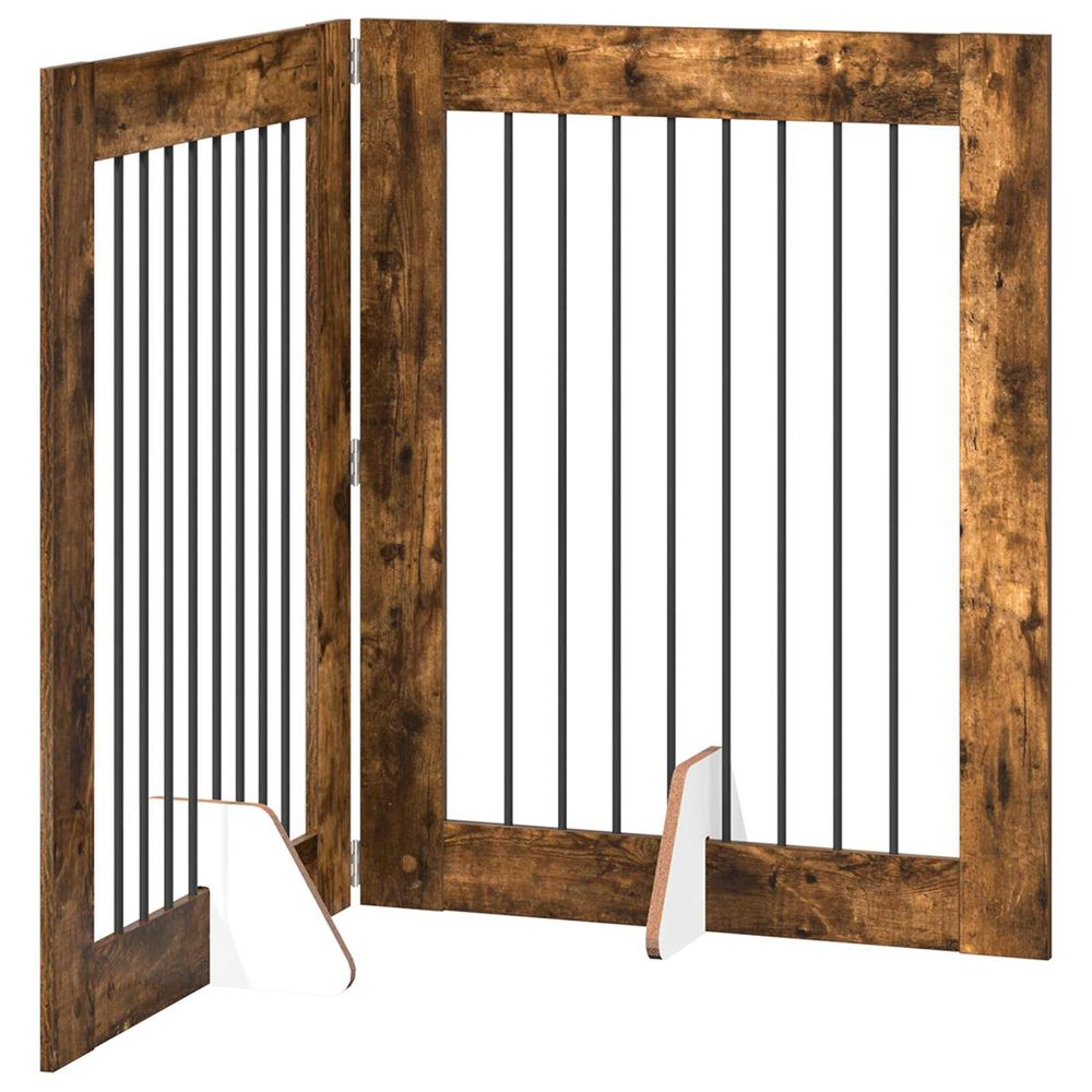 Porte de chien pliable avec supports 2 pc chêne fumé 160,5 cm