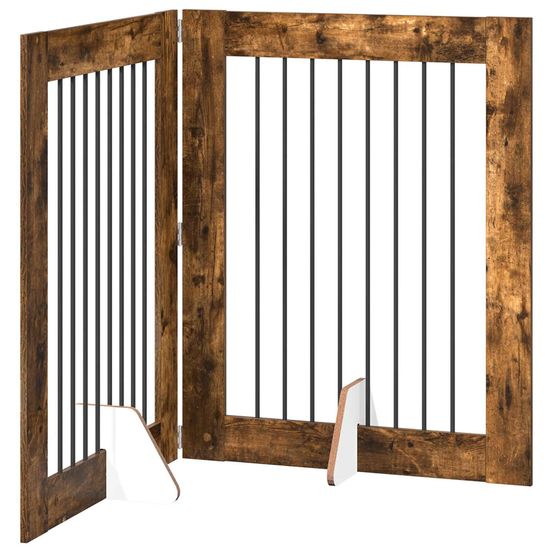Porte de chien pliable avec supports 2 pc chêne fumé 160,5 cm