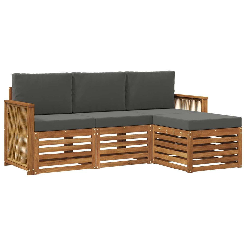Ensemble de canapés d'extérieur 4 pc naturel et anthracite
