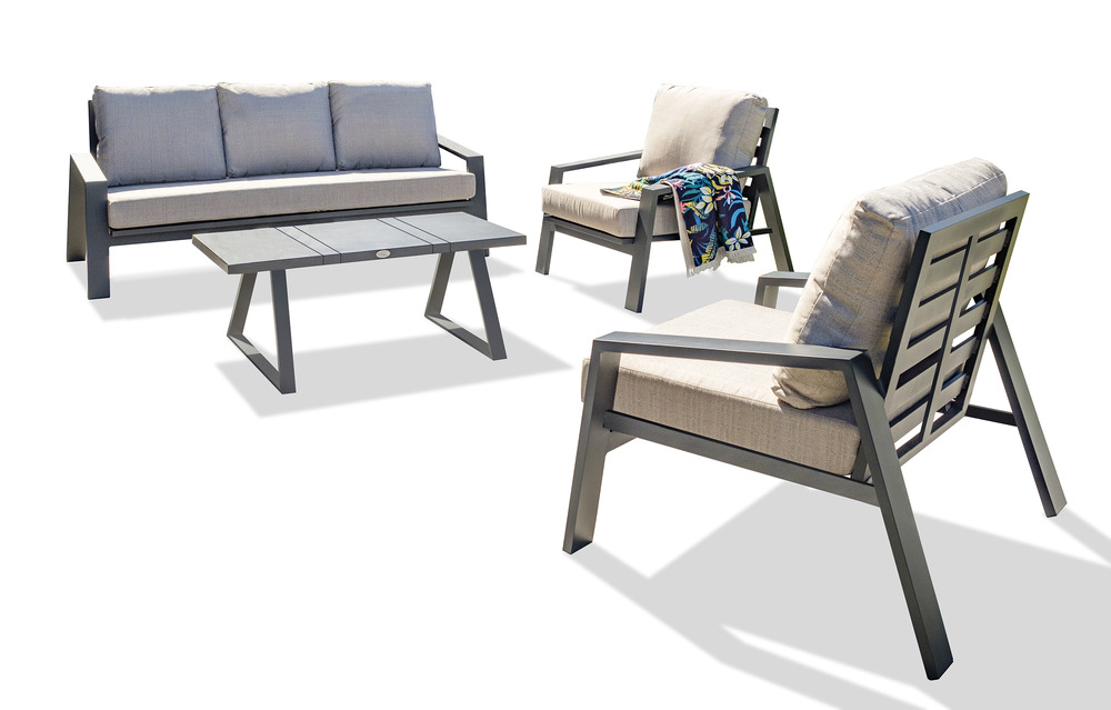 Salon de jardin ibiza en aluminium anthracite