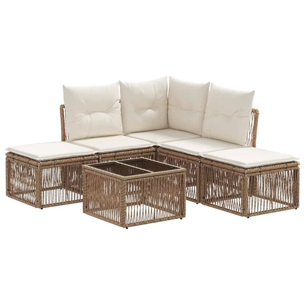 Ensemble de canapé de jardin 6 pcs beige polyrotin