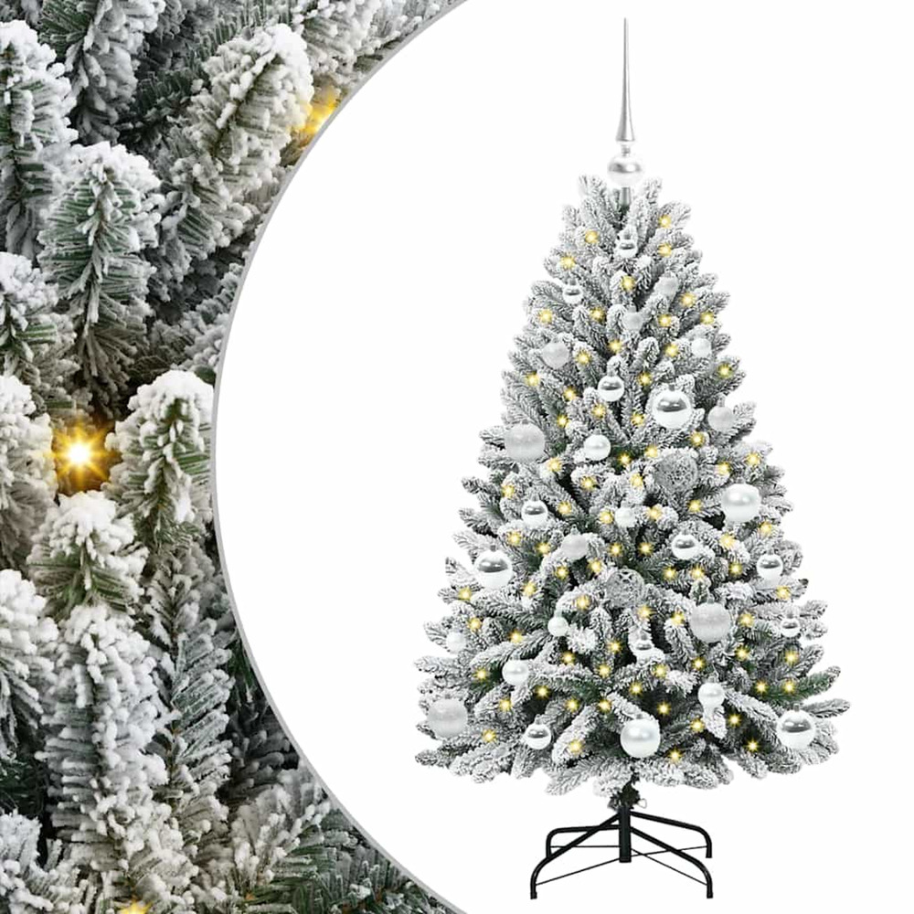 Sapin de noël artificiel vert et blanc 120 cm pvc et métal
