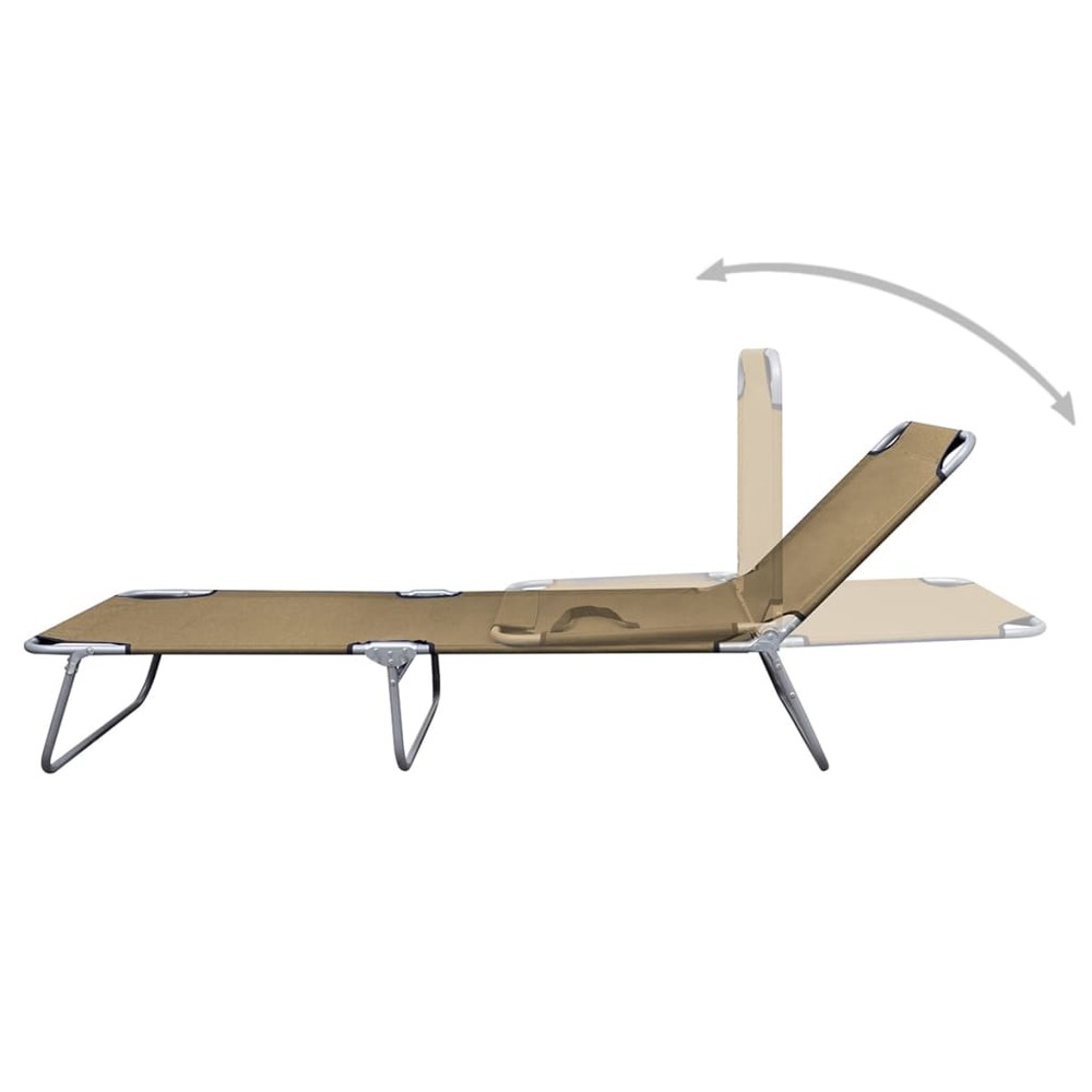 Chaise longue pliable avec dossier réglable taupe