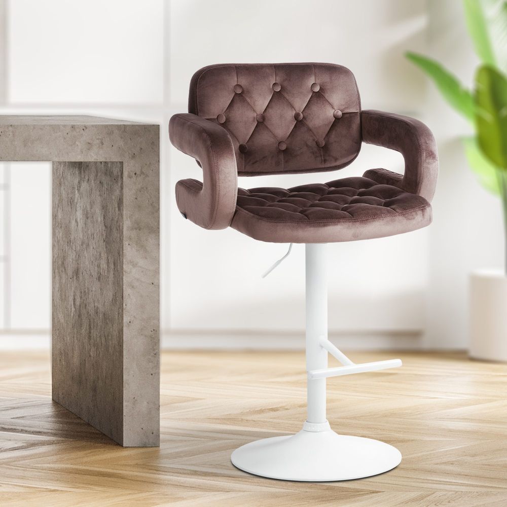 Tabouret de bar dublin velours blanc