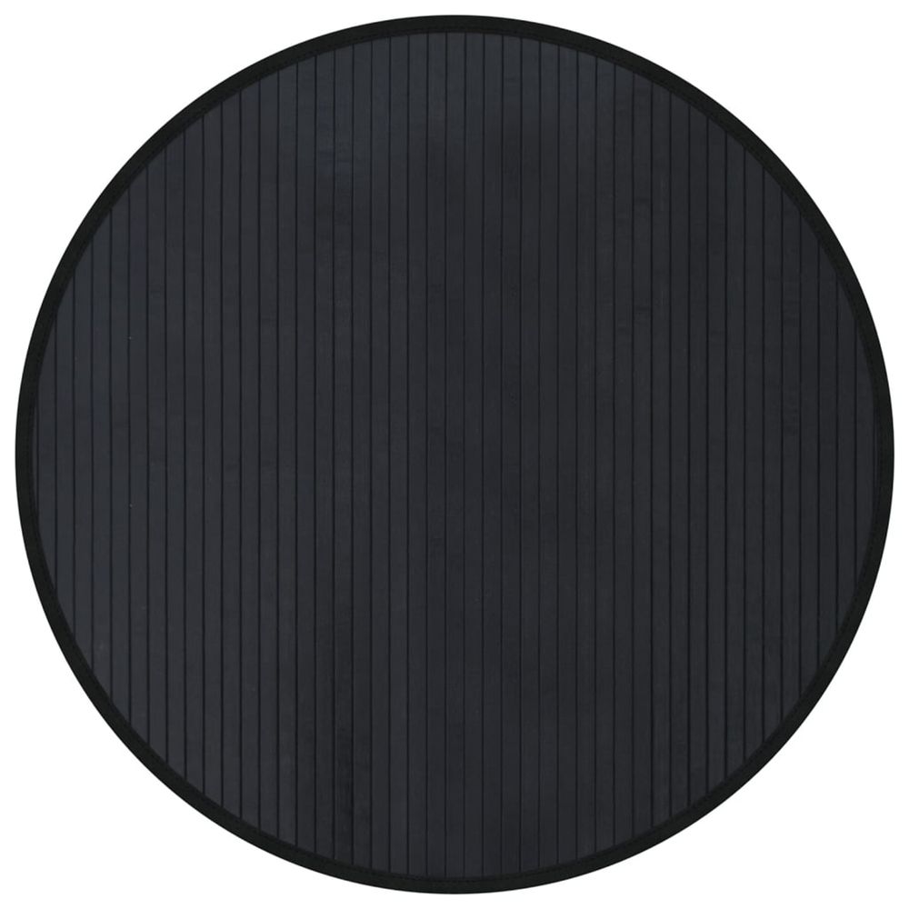 Tapis rond noir 80 cm bambou