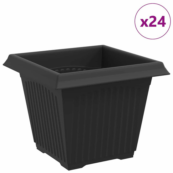 Pot de fleurs carré 24 pcs noir 20 x 20 x 16 cm plastique