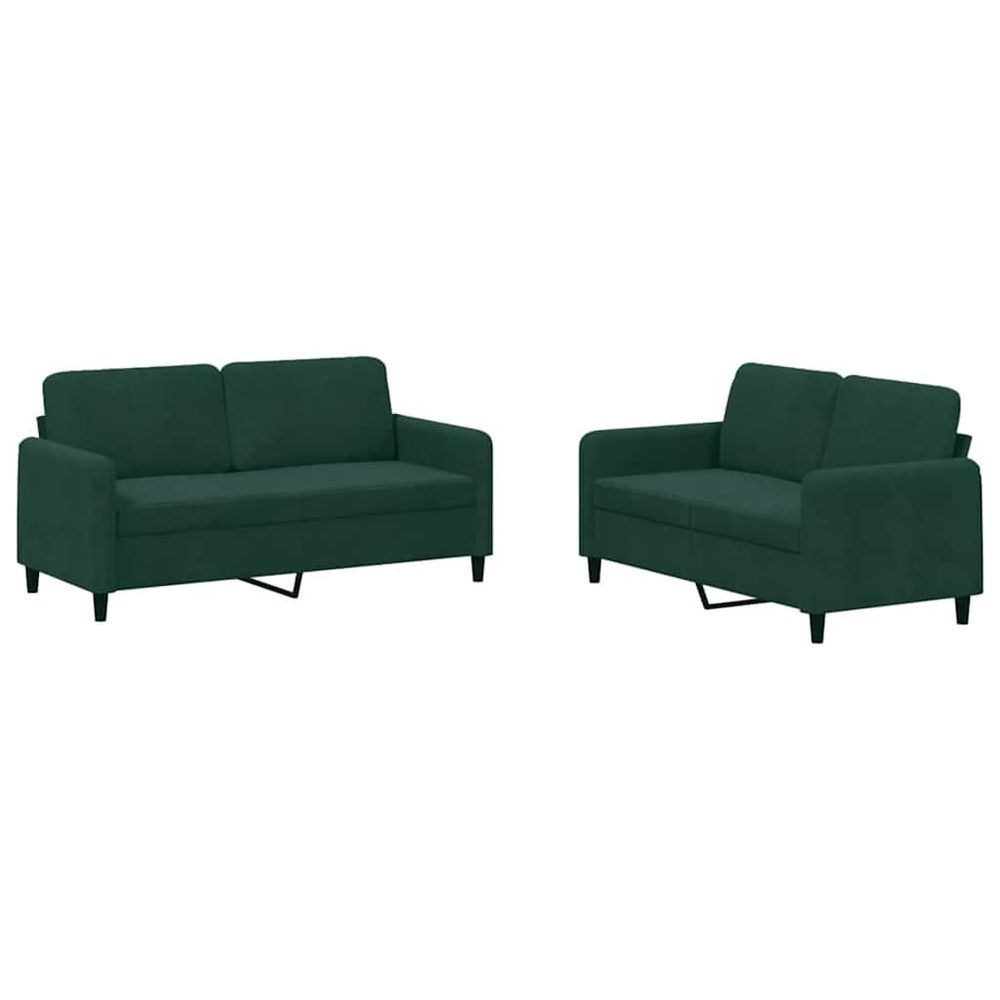 Ensemble de canapés 2 pcs vert foncé velours