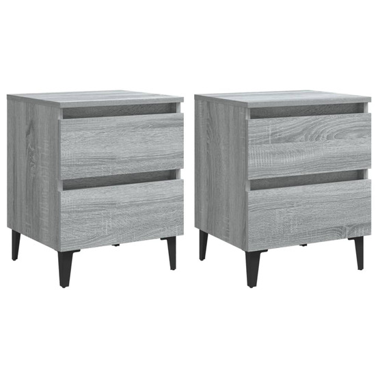 Tables de chevet pieds en métal 2 pcs sonoma gris 40x35x50 cm