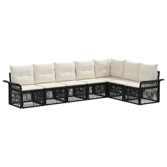 Ensemble de canapé de jardin 7 pc noir polyrotin
